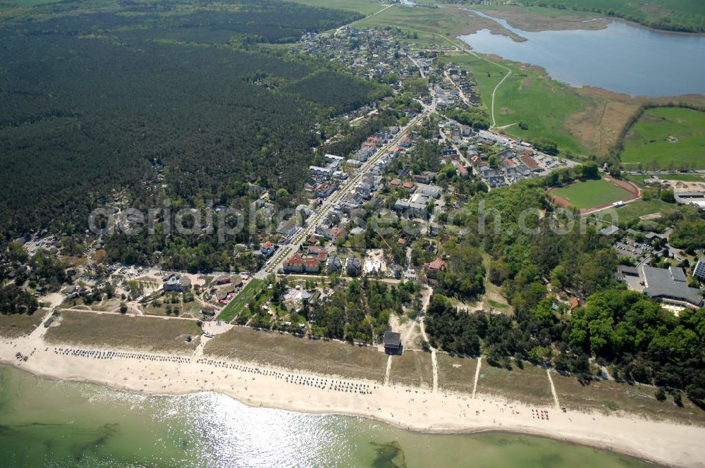 Aerial photograph Ostseebad Baabe - Blick auf das Ostseebad Baabe mit dem Gelände vom Flair Hotel Haus Lindequist im Vordergrund. Kontakt: Von Lindequist Weg 1, 18589 Ostseebad Sellin, Tel. 038303 950-0, Fax -35, E-mail: info@haus-lindequist.de