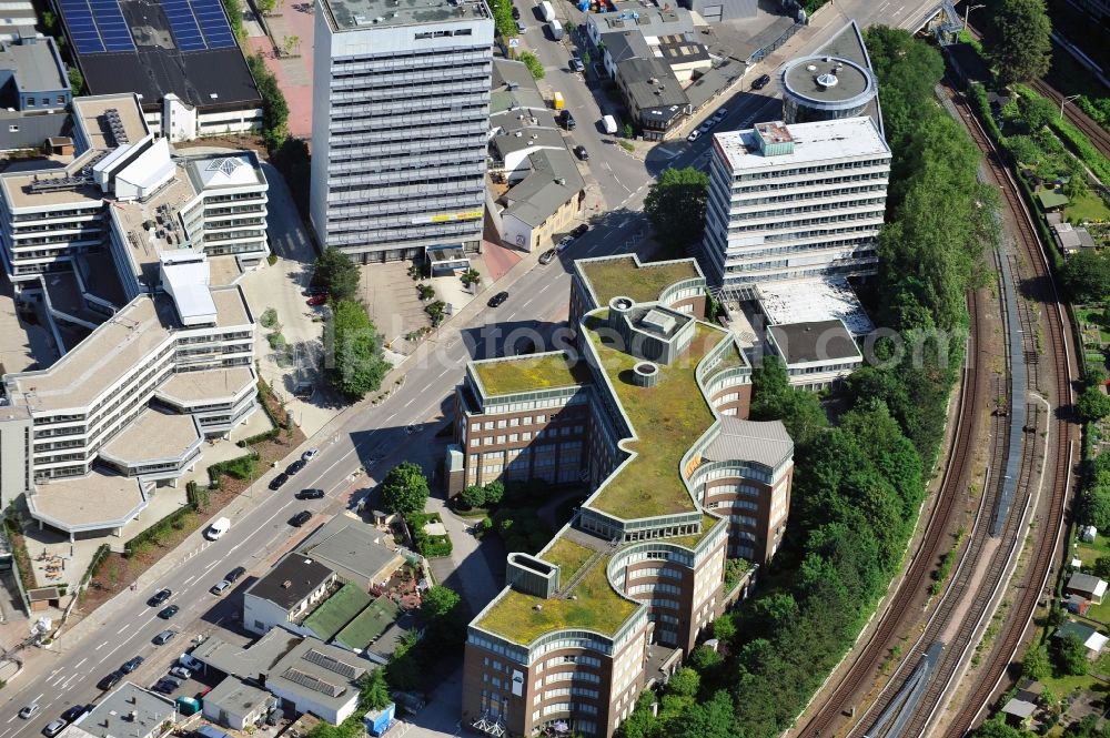 Aerial image Hamburg - View of the Pappelallee in Hamburg with the AOK head office Wandsbeck and certain skyscrapers with office space