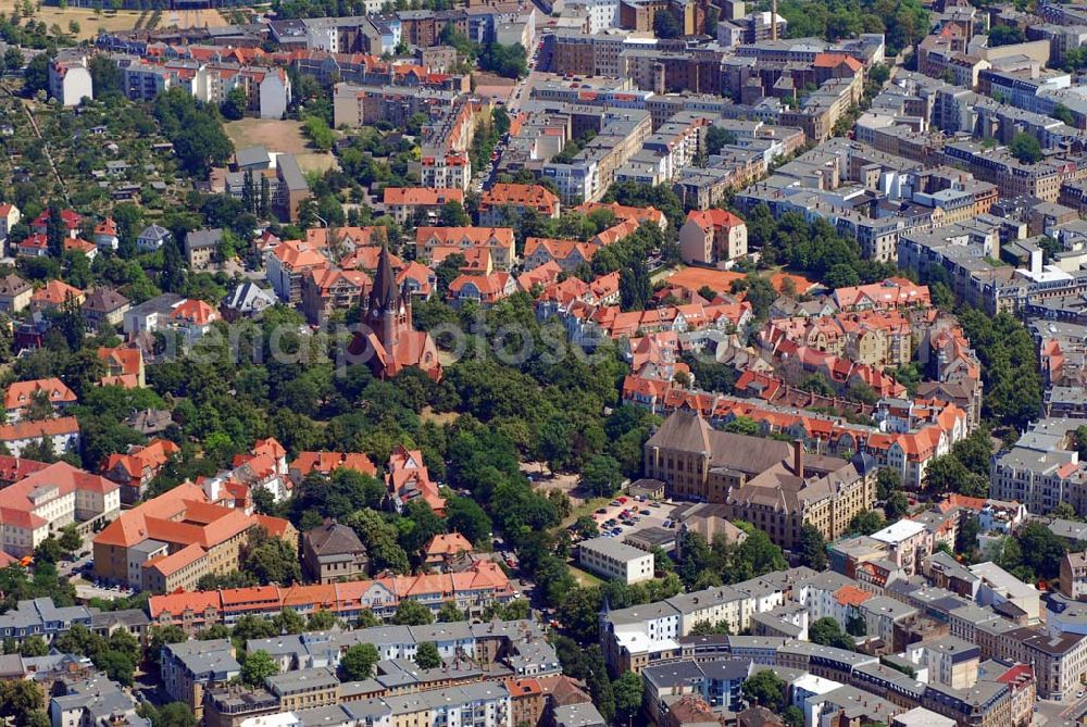 Halle/Saale from above - Blick auf die Pauluskirche am Rathenauplatz in Halle