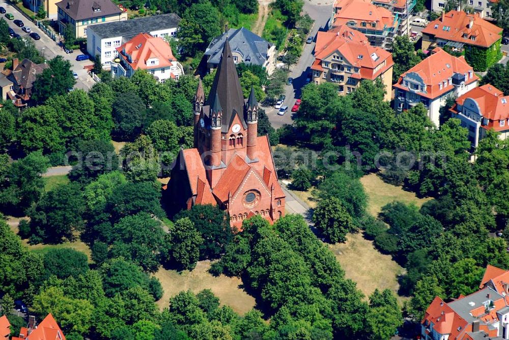 Halle/Saale from above - Blick auf die Pauluskirche am Rathenauplatz in Halle