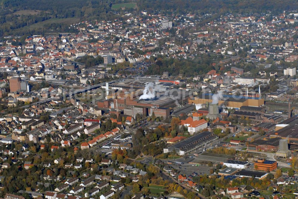 Aerial photograph Peine - Blick auf Peine und den Gewerbehof nahe des Industriegebiet Ost in Peine. Kontakt: Peine Marketing GmbH, Goethestraße 20 31224 Peine, Tel. +49(0)5171 5455 56, Fax +49(0)5171 5455 57, Email: welcome@peinemarketing.de