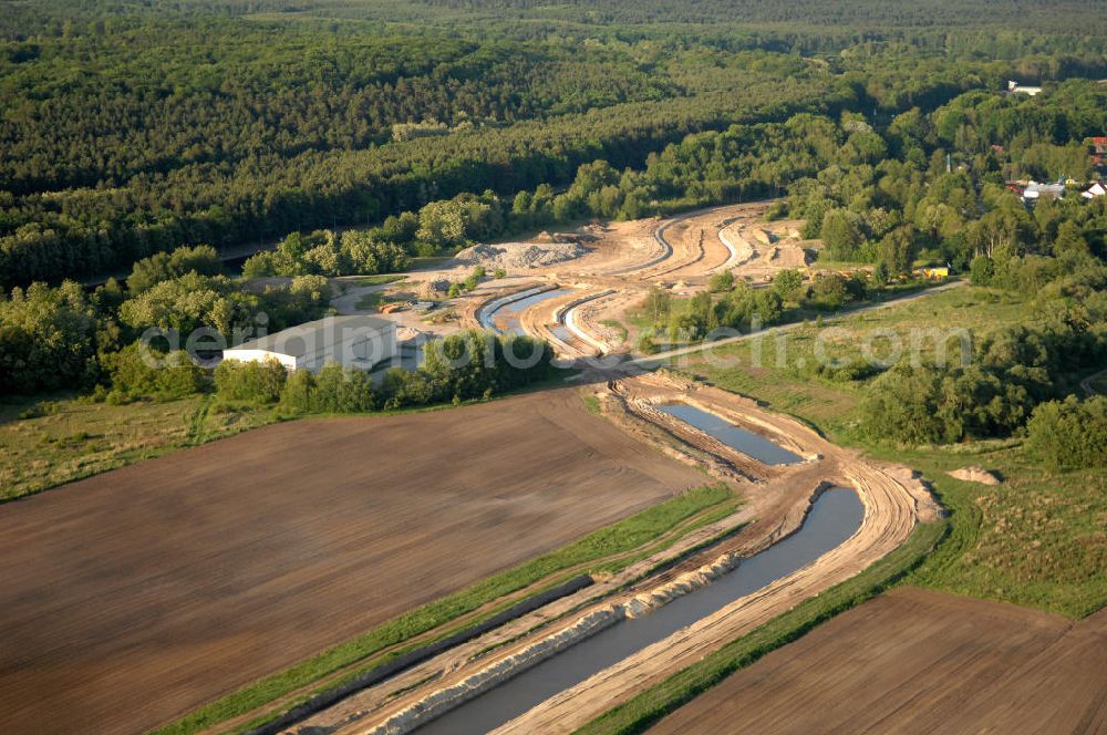 Marienwerder from the bird's eye view: Blick auf die Planungsfläche des südlichen Teil des Werbellinkanals in Marienwerder, einer Gemeinde im Landkreis Barnim im Bundesland Brandenburg. Der Wiederaufbau ist ein Projekt der Wassertourismus Initiative Nordbrandenburg und soll den Oder-Havel-Kanal mit dem Finowkanal verbinden. Kontakt: