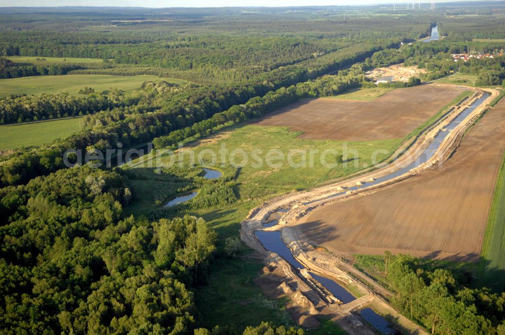 Aerial photograph Marienwerder - Blick auf die Planungsfläche des südlichen Teil des Werbellinkanals in Marienwerder, einer Gemeinde im Landkreis Barnim im Bundesland Brandenburg. Der Wiederaufbau ist ein Projekt der Wassertourismus Initiative Nordbrandenburg und soll den Oder-Havel-Kanal mit dem Finowkanal verbinden. Kontakt: