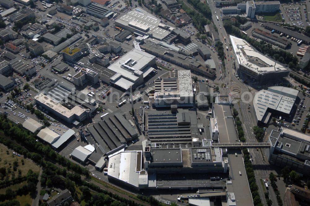 Aerial photograph Stuttgart - Blick auf das Porsche-Werk in Stuttgart-Zuffenhausen. Die Dr. Ing. h. c. F. Porsche AG ist ein deutscher Sportwagenhersteller. Porsche wurde 1931 als Konstruktionsbüro gegründet. Seit 2007 ist die Porsche AG ein Tochterunternehmen der Porsche Automobil Holding SE. Kontakt: Porsche Niederlassung Stuttgart GmbH, Porscheplatz 9, 70435 Stuttgart, Tel. +49 (0)711 911 26220, Fax +49 (0)711 911 26262, info.pzstuttgart@porsche.de