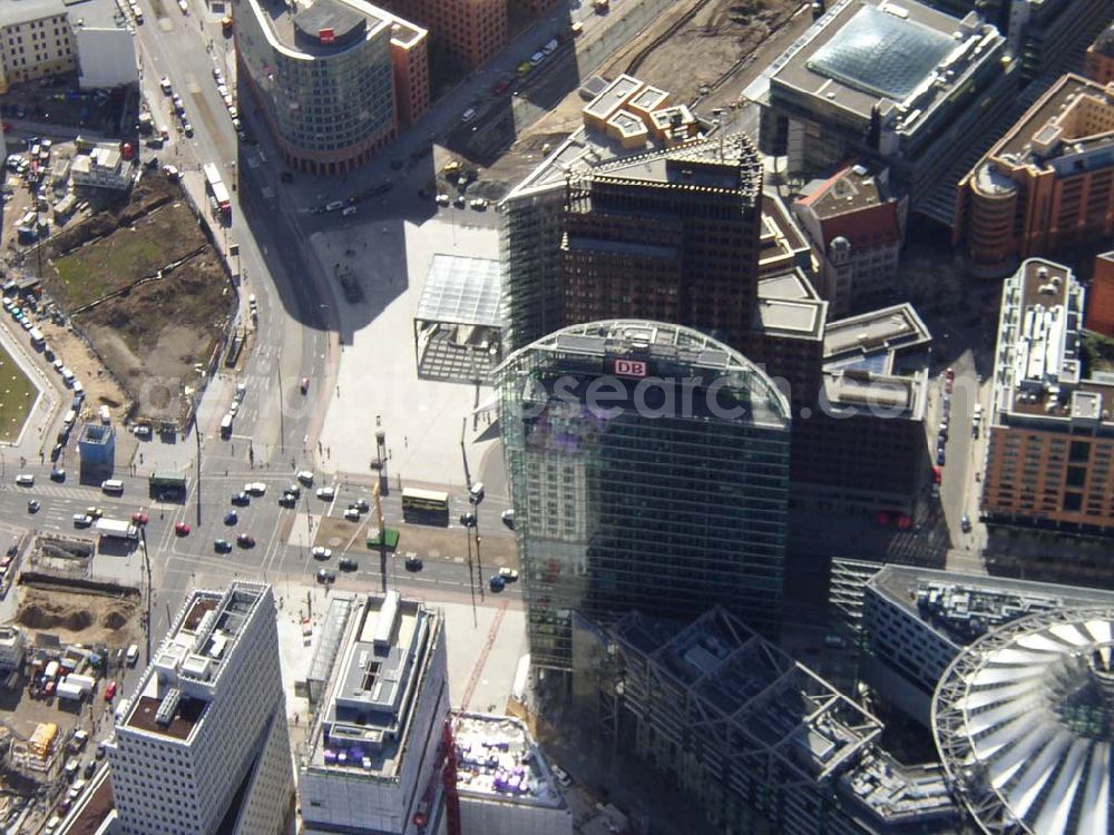 Aerial photograph Berlin - Blick auf den Potsdamer Platz. 13.03.03