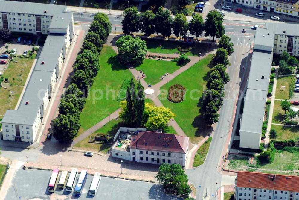 Aerial photograph Rathenow - Blick auf den Platz der Jugend in Rathenow 14712