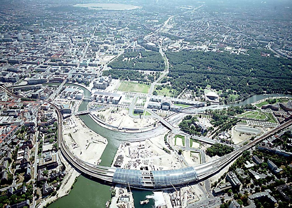 Aerial photograph Berlin - Tiergarten (Spreebogen) - Berlin Tiergarten / Mitte Regierungsviertel im Berliner Tiegarten am Spreebogen mit dem Reichstag, Paul-Löbe-Haus und Bundeskanzleramt, Marie-Elisabeth-Lüders-Haus Im Auftrag der Bundesbaugesellschaft mbH