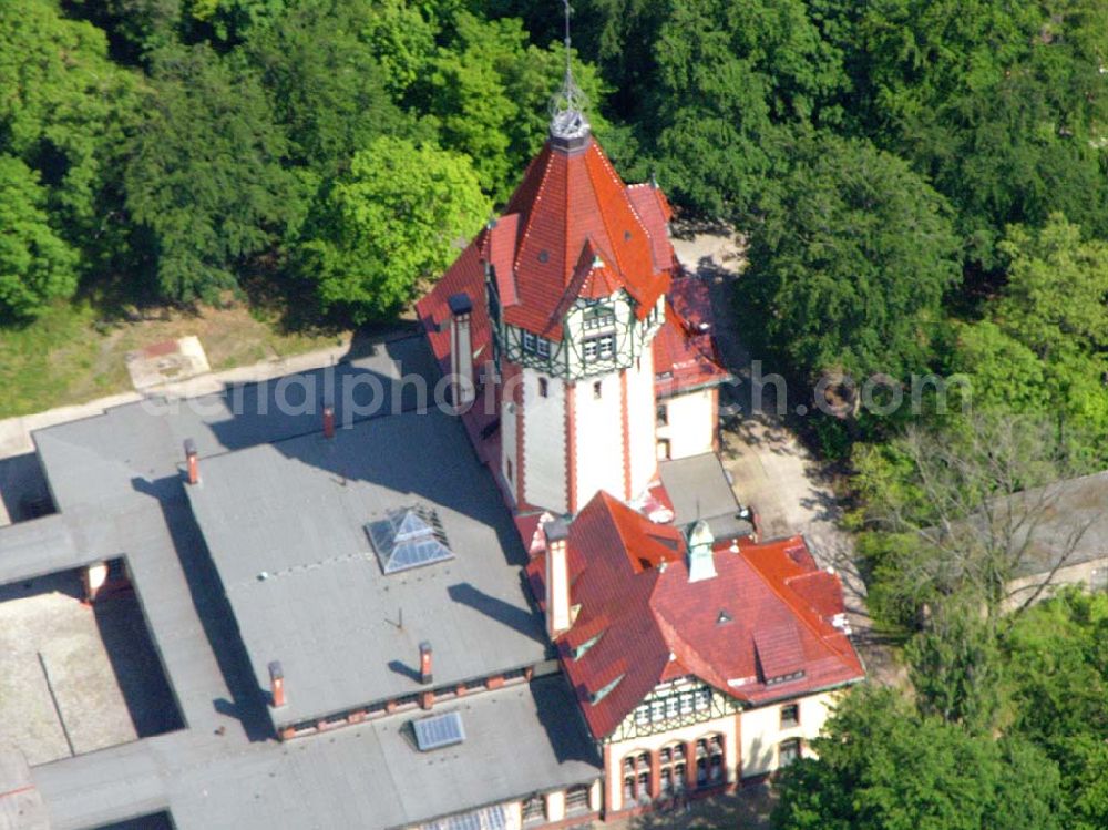 Aerial photograph Beelitz - Blick auf den rekonstruierten Wasserturm auf dem Gelände der Rehaklinik in Beelitz Kliniken Beelitz GmbH Neurologische Rehabilitationsklinik Beelitz-Heilstätten Paracelsusring 6 a D- 14547 Beelitz-Heilstätten Telefon: (033204) 200,Telefax: (033204) 22001,Freecall: 0800 200 2291 Email: info@rehaklinik-beelitz.de Achim Walder: