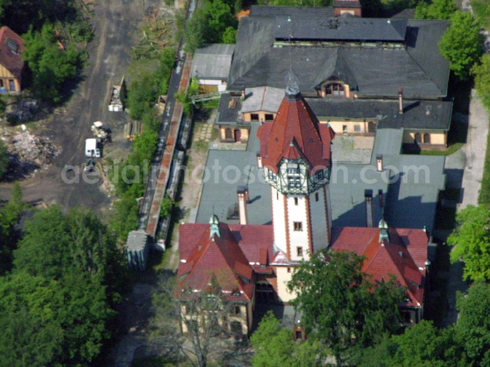 Aerial image Beelitz - Blick auf den rekonstruierten Wasserturm auf dem Gelände der Rehaklinik in Beelitz Kliniken Beelitz GmbH Neurologische Rehabilitationsklinik Beelitz-Heilstätten Paracelsusring 6 a D- 14547 Beelitz-Heilstätten Telefon: (033204) 200,Telefax: (033204) 22001,Freecall: 0800 200 2291 Email: info@rehaklinik-beelitz.de Achim Walder: