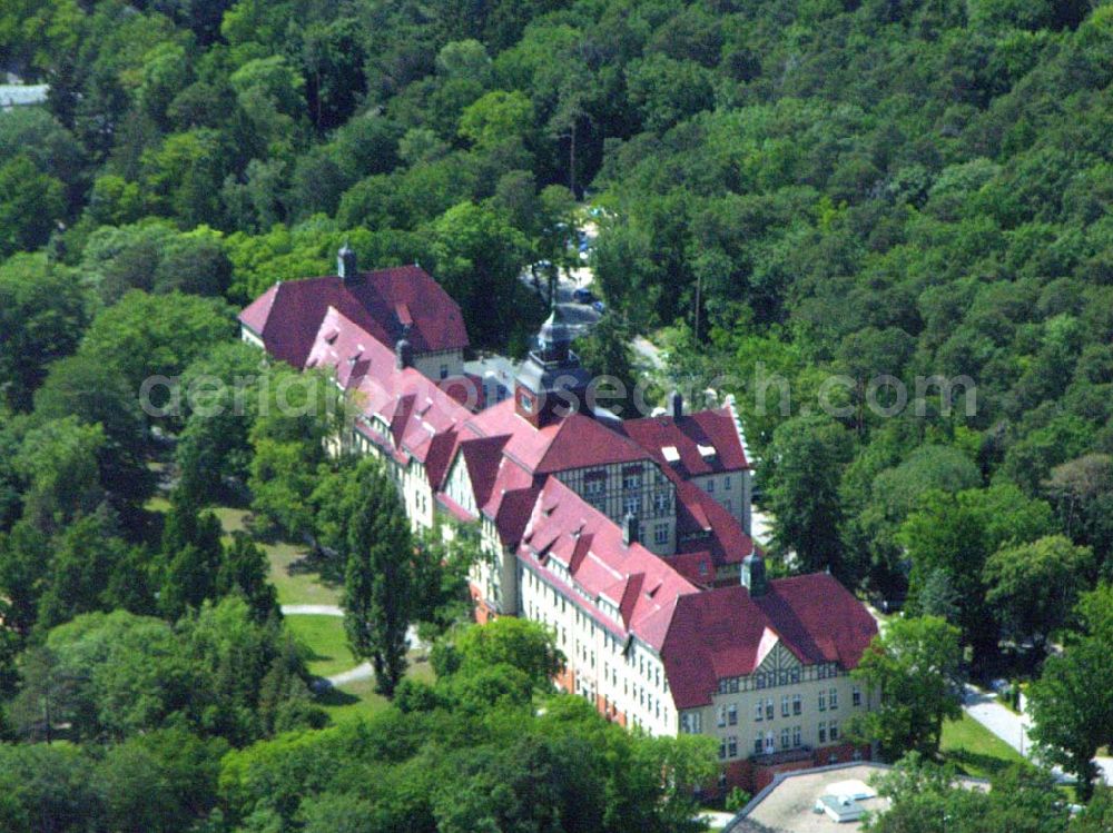 Beelitz from the bird's eye view: Blick auf die Rehaklinik in Beelitz Kliniken Beelitz GmbH Neurologische Rehabilitationsklinik Beelitz-Heilstätten Paracelsusring 6 a D- 14547 Beelitz-Heilstätten Telefon: (033204) 200, Email: info@rehaklinik-beelitz.de, Achim Walder: