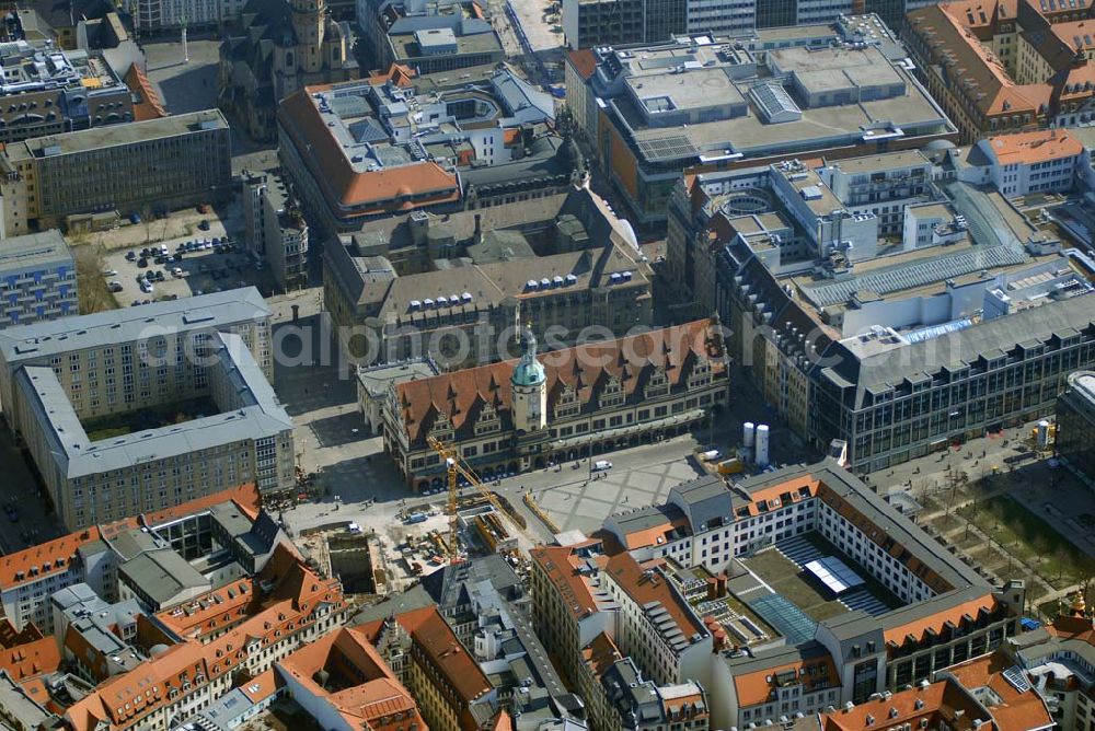 Aerial image Leipzig - Blick auf restaurierte Wohn- und Geschäftshäuser an der Ritterstrasse im Stadtzentrum von Leipzig.