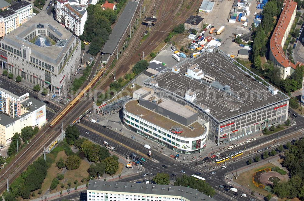 Aerial image Berlin - Blick auf das Ring-Center II in Berlin-Friedrichshain. Das Einkaufszentrum verfügt über 113 Fachgeschäfte. Kontakt: ECE Projektmanagement G.m.b.H. & Co. KG, Center-Management, Ring-Center, Frankfurter Allee 111, 10247 Berlin, Tel. +49 (0)30 422 64 70, Fax +49 (0)30 422 64 729, Email info@ring-center.de