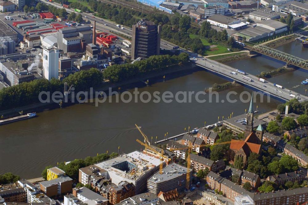 Bremen from above - Bremen,13.09.2006,Blick auf den Rohbau von Radio Bremen zwischen Großenstraße und Schlachte Ecke Kalkstraße,Erstellende Firma: Firmengruppe Riedel Bau,Silbersteinstraße 4,97424 Schweinfurt,Telefon: (0 97 21) 6 76 - 0, Telefax: (0 97 21) 6 76 - 1 10,E-mail:info@riedelbau.de, Bauleiter: Hr. Fink: 0171-3326834