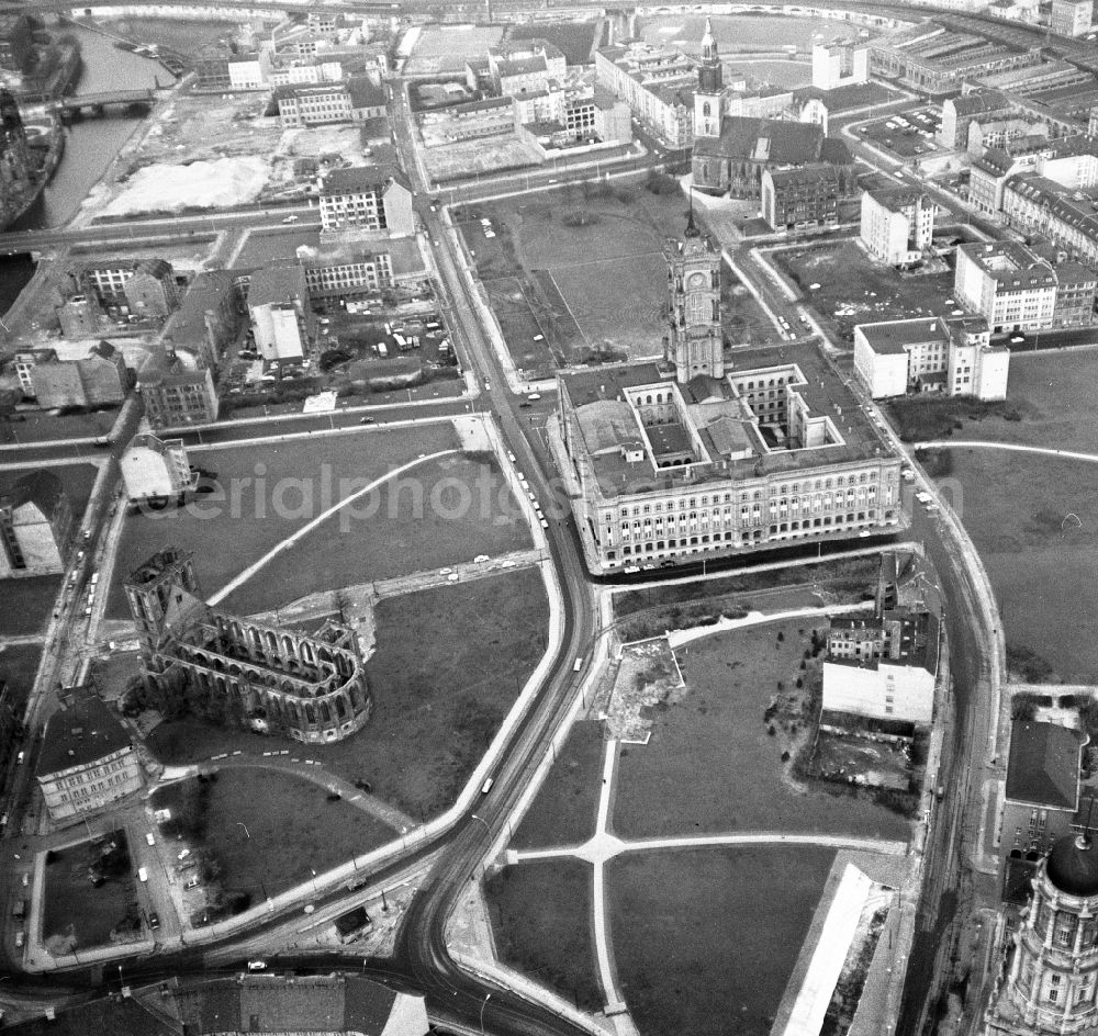 Berlin from above - Overlooking the Red City Hall and the destroyed St. Nicholas Church in Berlin