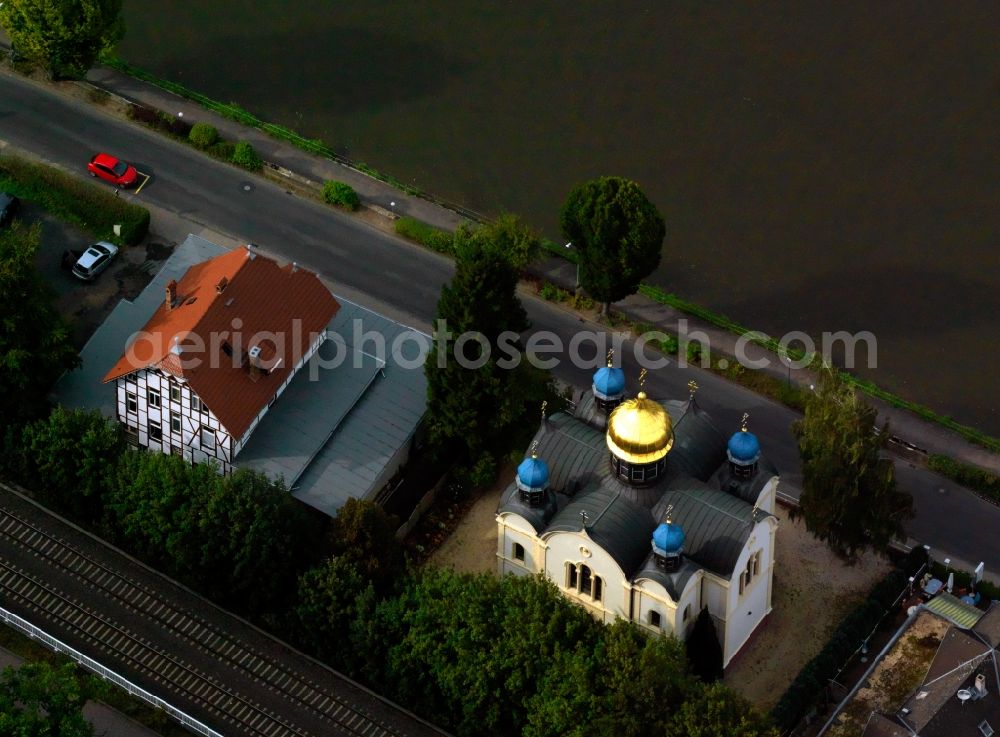 Bad Ems from above - View of the Russian Orthodox Church of St. Alexandra in Bad Ems in Rhineland-Palatinate