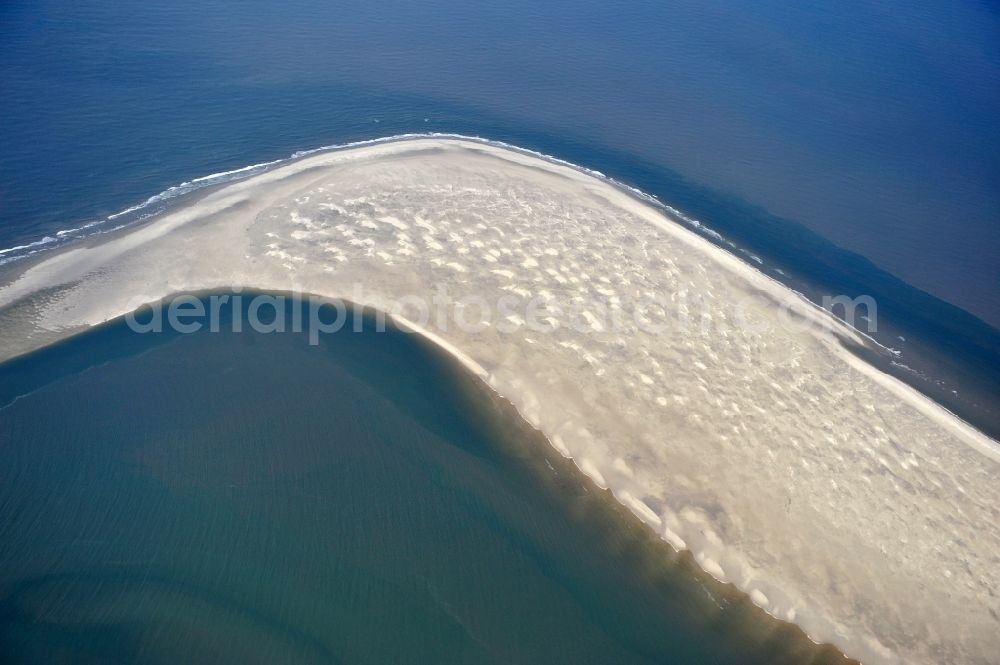 Scharhörn from above - View of the sandbar of the island Scharhörn in Hamburg Wadden Sea National Park in the state of Hamburg. The island is uninhabited and is located in a conservation sandbar, which is called Scharhörnplate