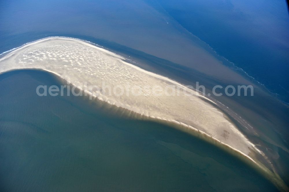 Scharhörn from the bird's eye view: View of the sandbar of the island Scharhörn in Hamburg Wadden Sea National Park in the state of Hamburg. The island is uninhabited and is located in a conservation sandbar, which is called Scharhörnplate