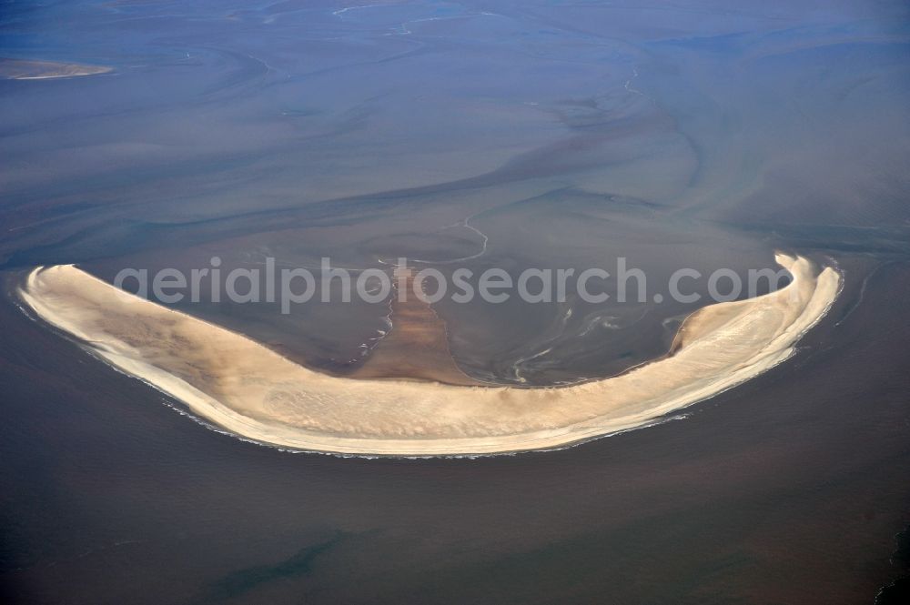 Scharhörn from the bird's eye view: View of the sandbar of the island Scharhörn in Hamburg Wadden Sea National Park in the state of Hamburg. The island is uninhabited and is located in a conservation sandbar, which is called Scharhörnplate