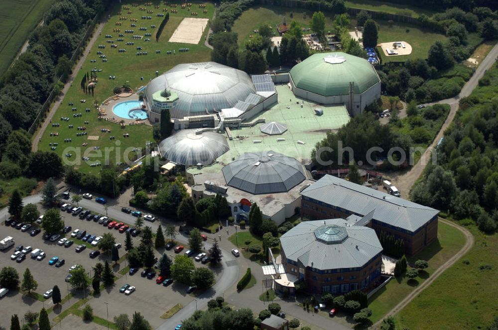 Aerial image Bochum - Blick auf eine Sauna- und Thermenlandschaft bei Bochum. Das Bad bietet Saunen, Dampfbäder, Pools, Solebecken, Solarien, Gastronomie, Gartenanlagen u.v.m. Adresse: Medi Spa GmbH Am Ruhrpark, Kohlleppelsweg 45, 44791 Bochum, Tel. (0)234 5 16 57 0, Fax (0)234 5 16 57 20, EMail info@meditherme-bochum.de