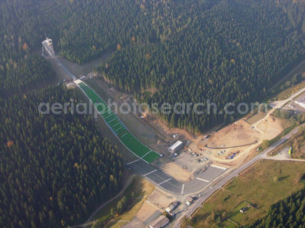 Aerial photograph Klingenthal ( Sachsen ) - Klingenthal (Sachs.): Bauarbeiten an der Schanze am Schwarzberg a.meinel@t-online.de;