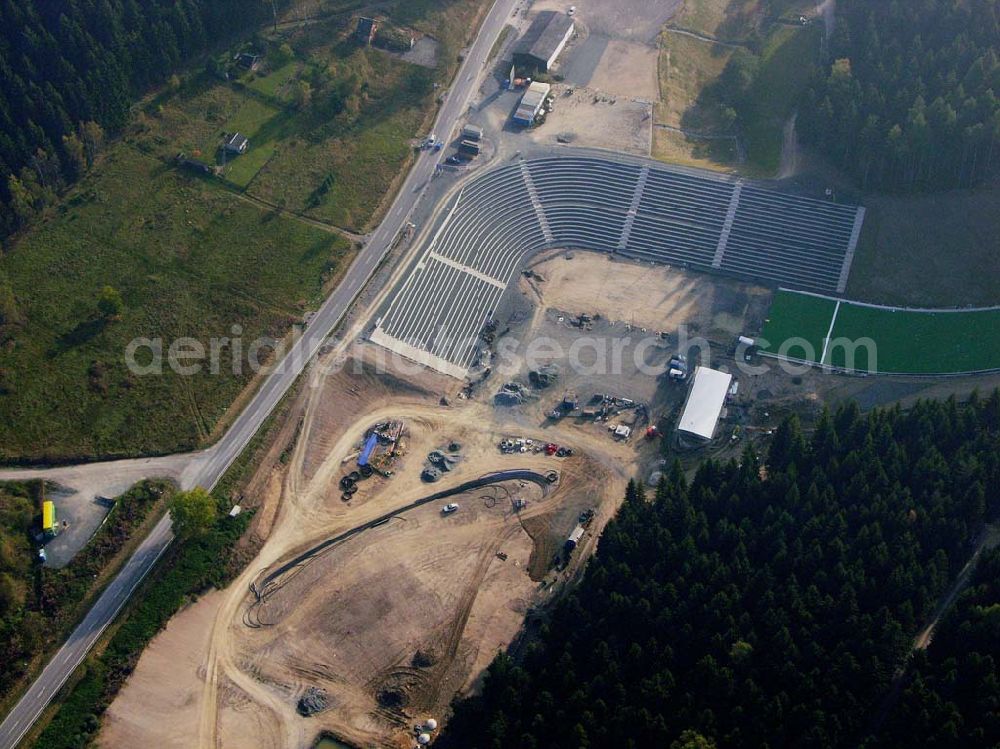 Klingenthal ( Sachsen ) from above - Klingenthal (Sachs.): Bauarbeiten an der Schanze am Schwarzberg a.meinel@t-online.de;