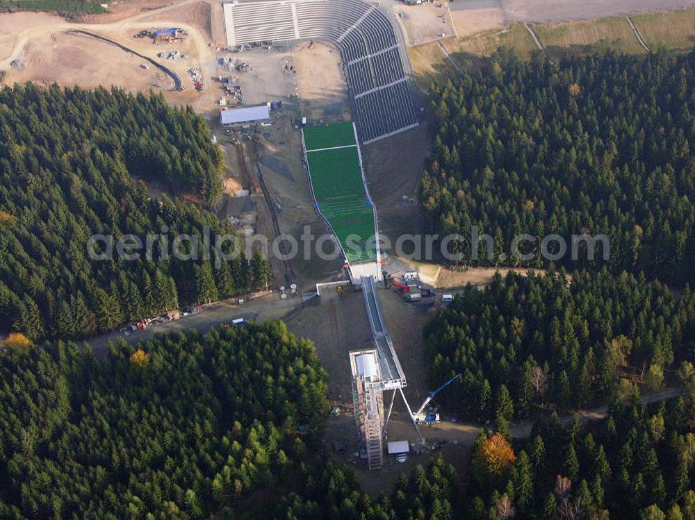 Aerial image Klingenthal ( Sachsen ) - Klingenthal (Sachs.): Bauarbeiten an der Schanze am Schwarzberg a.meinel@t-online.de;