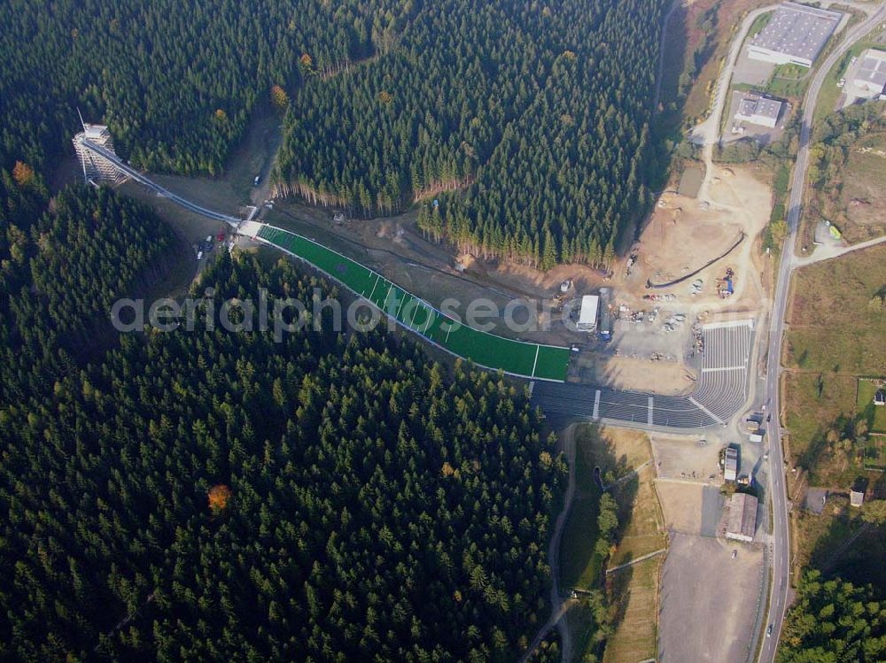 Aerial image Klingenthal ( Sachsen ) - Klingenthal (Sachs.): Bauarbeiten an der Schanze am Schwarzberg a.meinel@t-online.de;