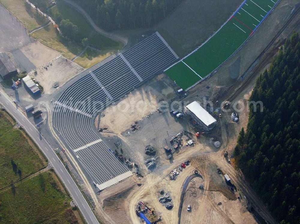 Klingenthal ( Sachsen ) from above - Klingenthal (Sachs.): Bauarbeiten an der Schanze am Schwarzberg a.meinel@t-online.de;