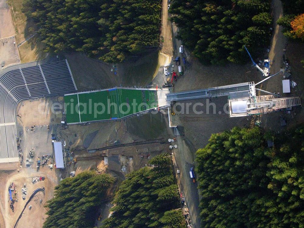 Aerial image Klingenthal ( Sachsen ) - Klingenthal (Sachs.): Bauarbeiten an der Schanze am Schwarzberg a.meinel@t-online.de;