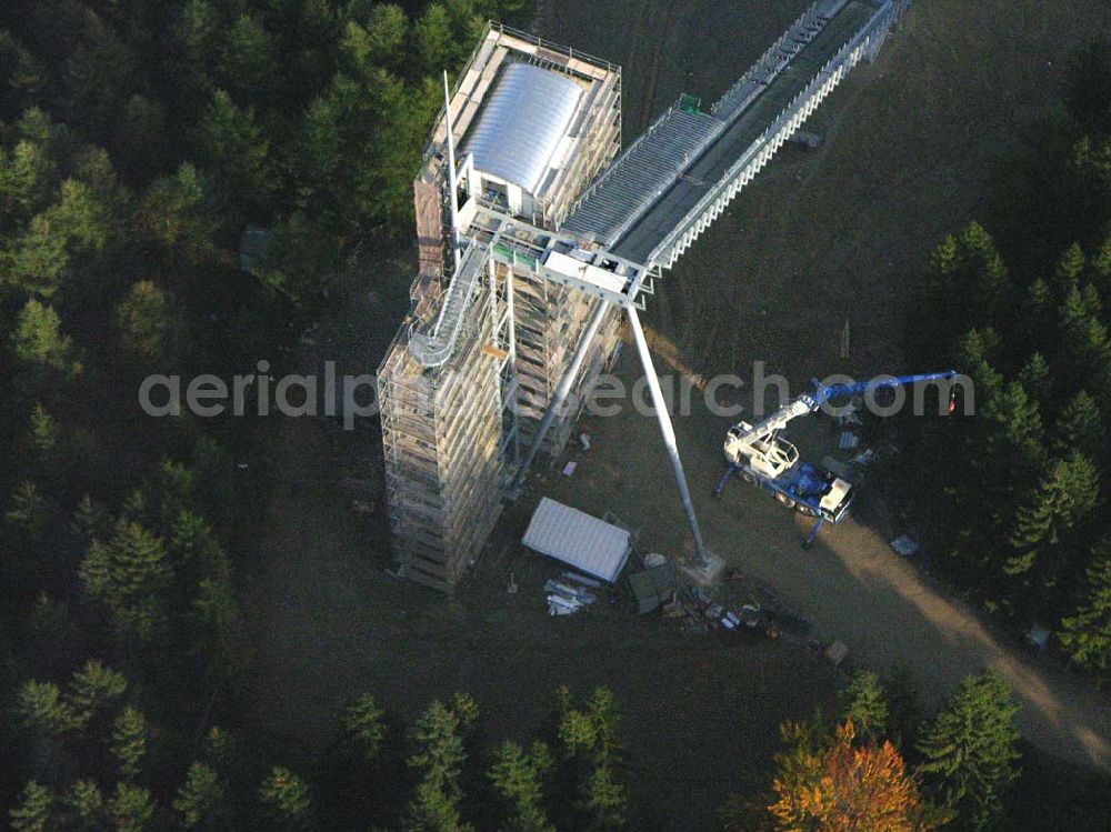 Aerial photograph Klingenthal ( Sachsen ) - Klingenthal (Sachs.): Bauarbeiten an der Schanze am Schwarzberg a.meinel@t-online.de;