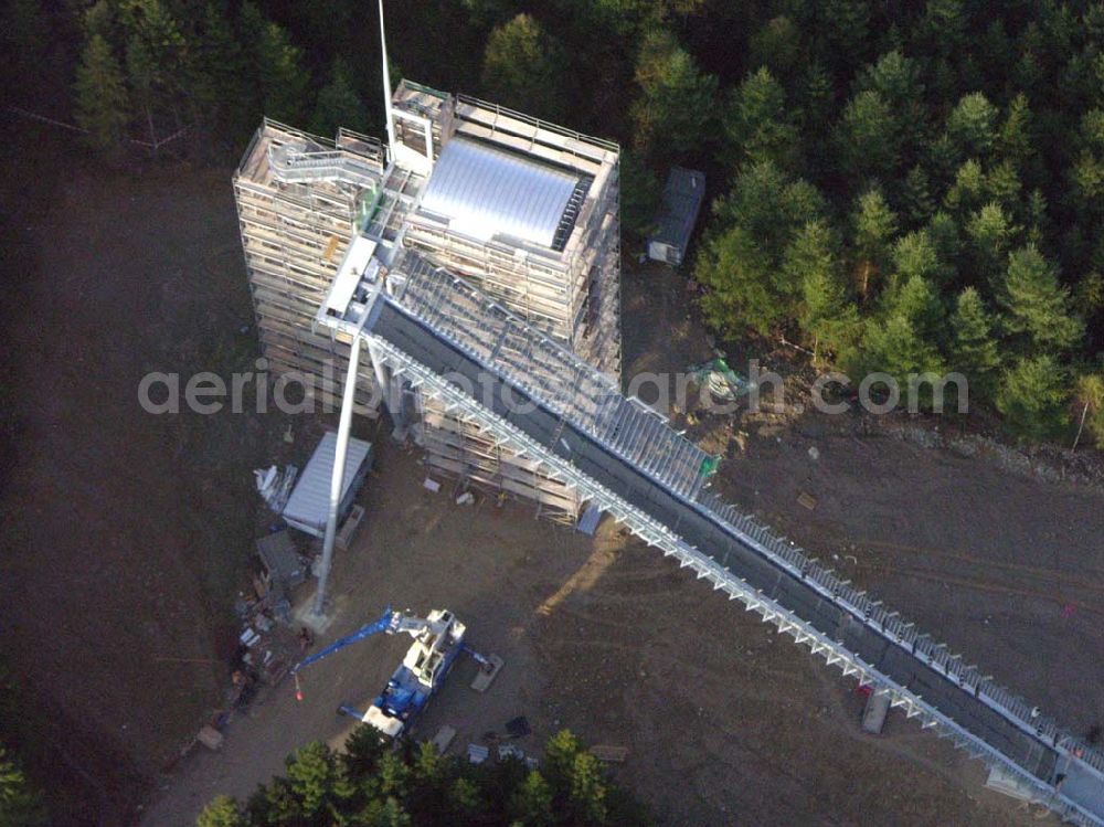 Klingenthal ( Sachsen ) from above - Klingenthal (Sachs.): Bauarbeiten an der Schanze am Schwarzberg a.meinel@t-online.de;