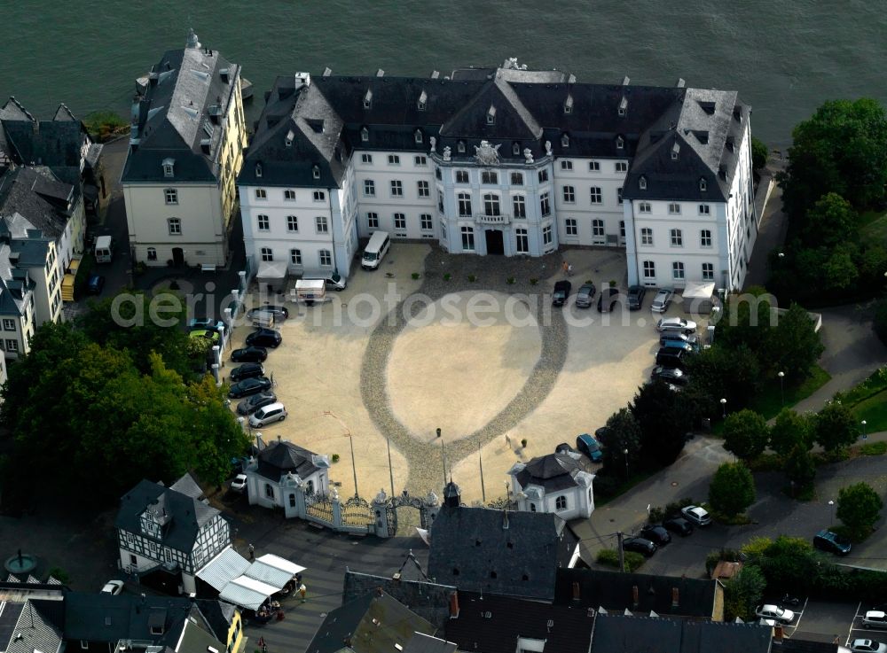 Aerial image Neuwied - Look at the Schloss Engers in Neuwied in Rhineland-Palatinate. The building is considered a jewel of late baroque architecture