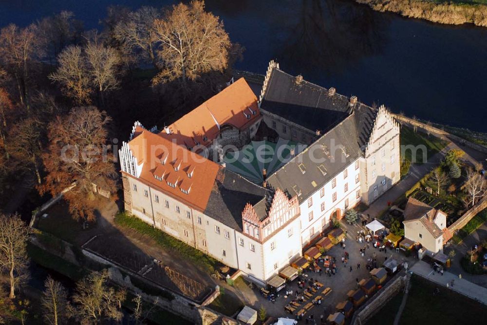 Trebsen from above - , Blick auf das Schloss in Trebsen, Förderverein für Handwerk und Denkmalpflege e.V. Schloss Trebsen, Thomas-Müntzer-Gasse 2, 04687 Trebsen, Geschäftsführer: Dipl.-Ing. Uwe Bielefeld, Tel.: 034383-92300, Fax:034383-92350 E-mail: u.bielefeld@schloss-trebsen.de,