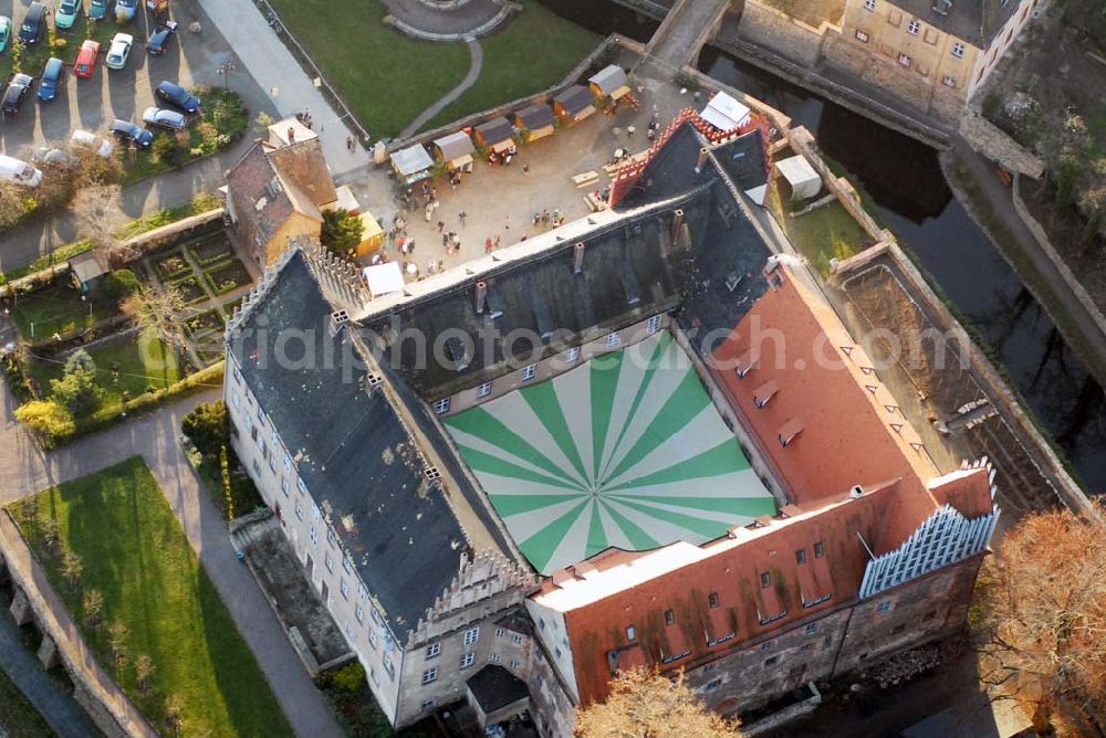 Trebsen from above - , Blick auf das Schloss in Trebsen, Förderverein für Handwerk und Denkmalpflege e.V. Schloss Trebsen, Thomas-Müntzer-Gasse 2, 04687 Trebsen, Geschäftsführer: Dipl.-Ing. Uwe Bielefeld, Tel.: 034383-92300, Fax:034383-92350 E-mail: u.bielefeld@schloss-trebsen.de,