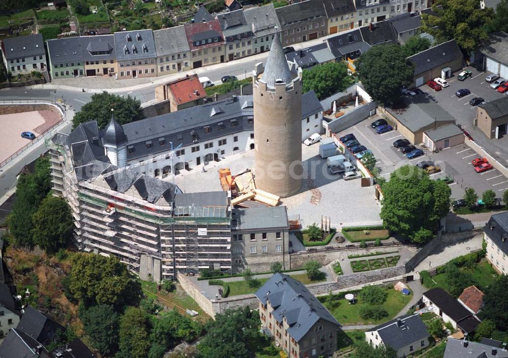 Aerial image Zschopau - Blick auf das Schloss Wildeck in Zschopau während Bauarbeiten, Schloss Wildeck, 09405 Zschopau, Telefon: (03725) 2 26 57,