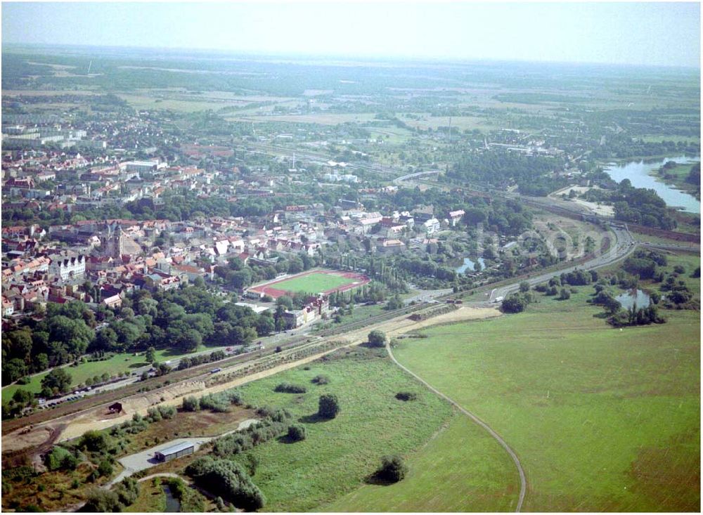 Aerial image Wittenberg - Bau der Ortsumgehungsstraße B2 / B 187 südöstlich in Wittenberg an der Elbe. Projektsteuerung: Schüßler-Plan Ingenieurgesellschaft für Bau- und Verkehrswegeplanung mbH.