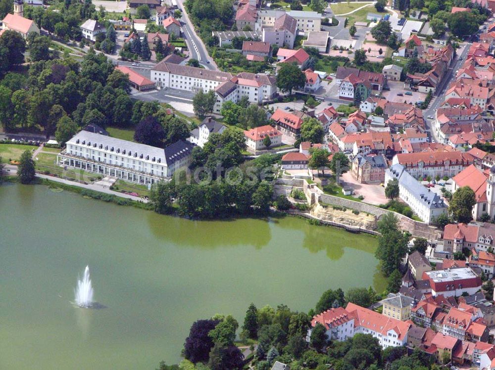 Bad Salzungen / Thüringen from the bird's eye view: Blick auf die Seeklinik Bad Salzungen in Bad Salzungen. Asklepios Burgseekliniken Bad Salzungen Postfach 1234, 36433 Bad Salzungen Geschäftsführer: Martin Merbitz email: BadSalzungen@asklepios.com Achim Walder: