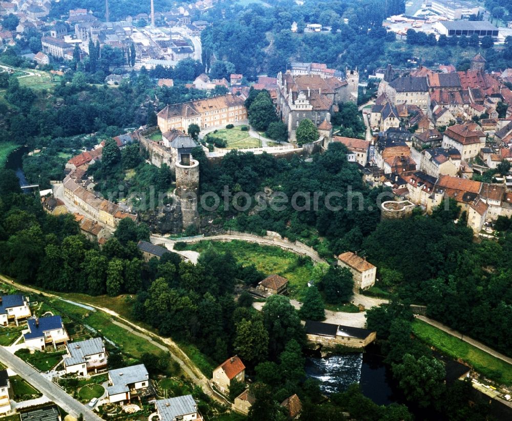 Bautzen from the bird's eye view: View of the Sorbian Museum Bautzen Ortenburg in Bautzen in Saxony. In the foreground of the castle water tower and the River Spree course of the principal is to be seen