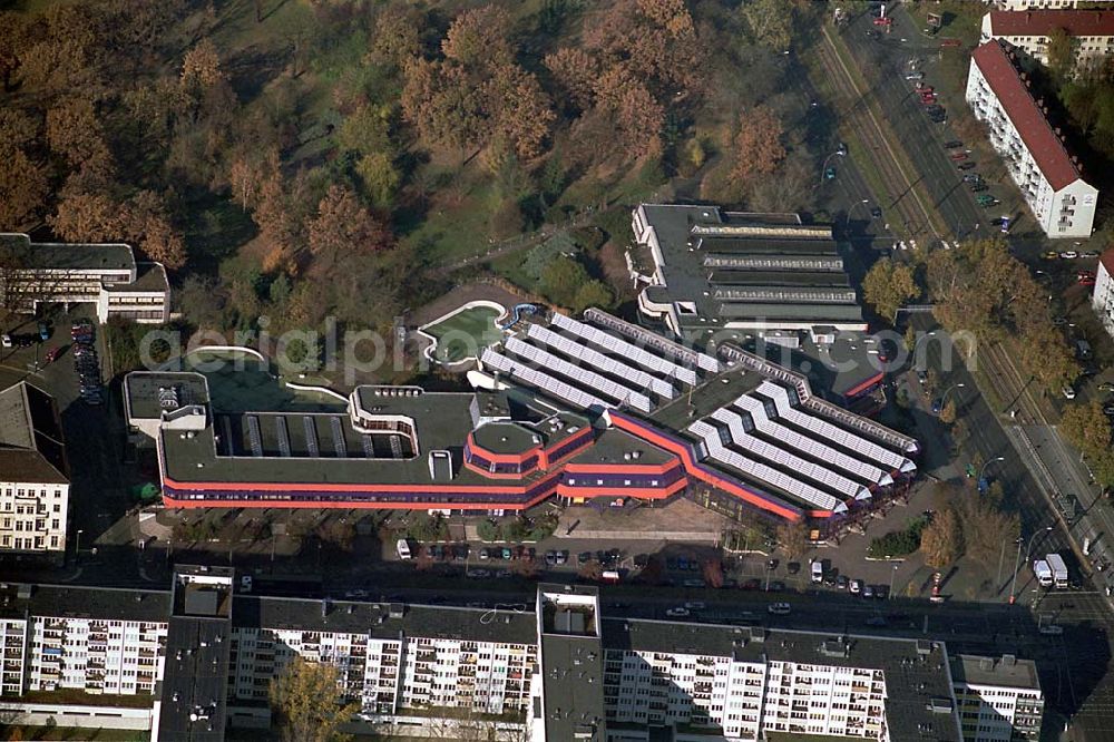 Berlin Friedrichshain from above - 11.11.2003 Blick auf das Sport und Erholungszentrum an der Landsberger Allee , wird gerade rekonstruiert. Berlin Friedrichshain