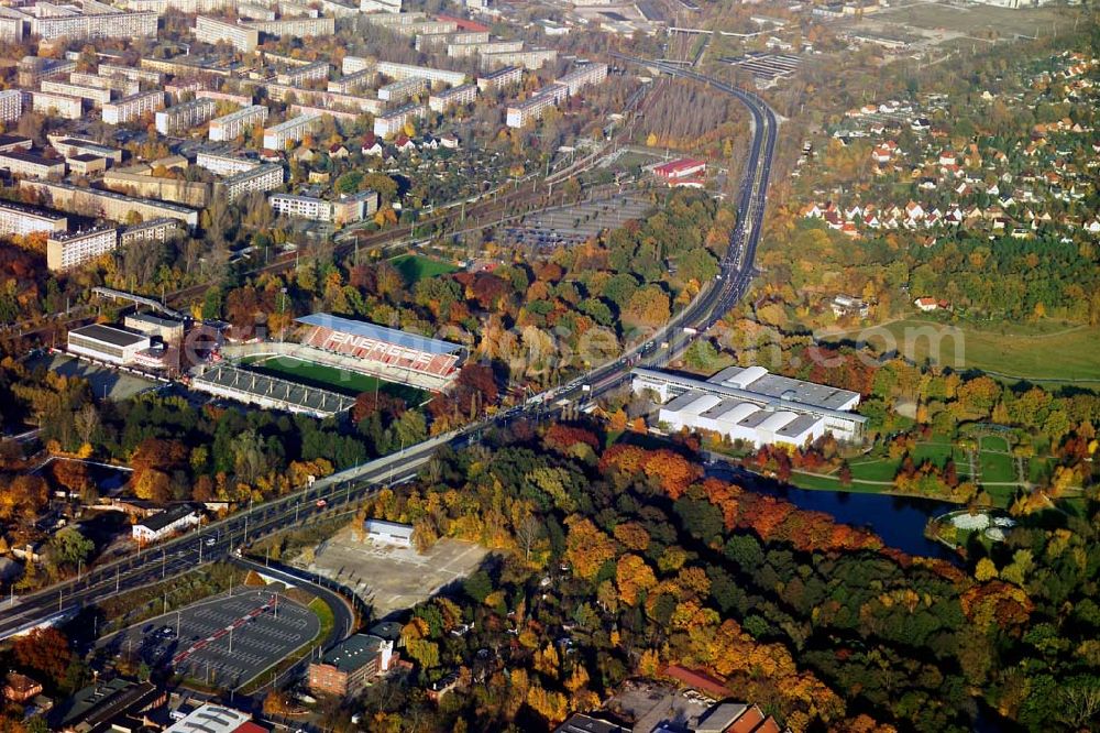 Aerial image Cottbus / Brandenburg - 29.10.2005 CottbusBlick auf das Areal des Fußball- Stadion Am Eliaspark 1in 03042 Cottbus