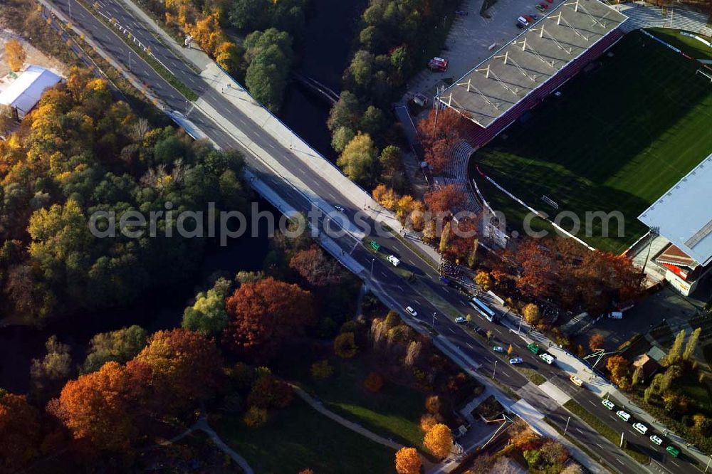 Aerial photograph Cottbus - 29.10.2005 CottbusBlick auf das Areal des Fußball- Stadion Am Eliaspark 1in 03042 Cottbus