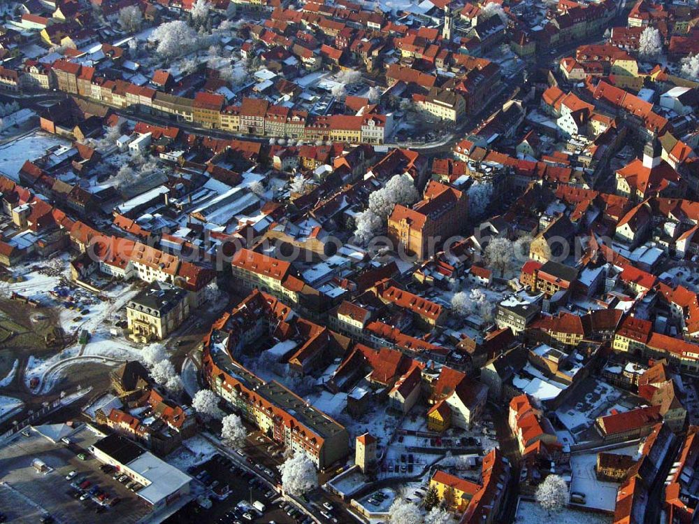 Aerial image Bad Langensalza / Thüringen - 16.01.2006: Die Kurstadt Bad Langensalza ist die zweitgrößte Stadt im Unstrut–Hainich–Kreis und liegt an der Salza – einem kleinen Flüsschen, welches in die Unstrut mündet. Stadtverwaltung Bad Langensalza: Marktstraße 1; D - 99947 Bad Langensalza; Postfach 1252; D - 99942 Bad Langensalza; Tel.: (03603) 85 90; Fax: (03603) 85 91 00