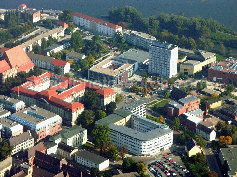 Aerial image Frankfurt / Oder - Das Stadtzentrum von Frankfurt / Oder mit dem Einkaufszentrum und dem Marktplatz.