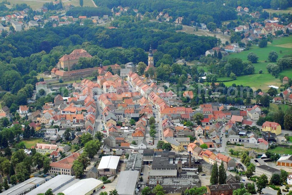 Aerial photograph Königsbrück - Blick auf das Stadtzentrum von Königsbrück in Sachsen.