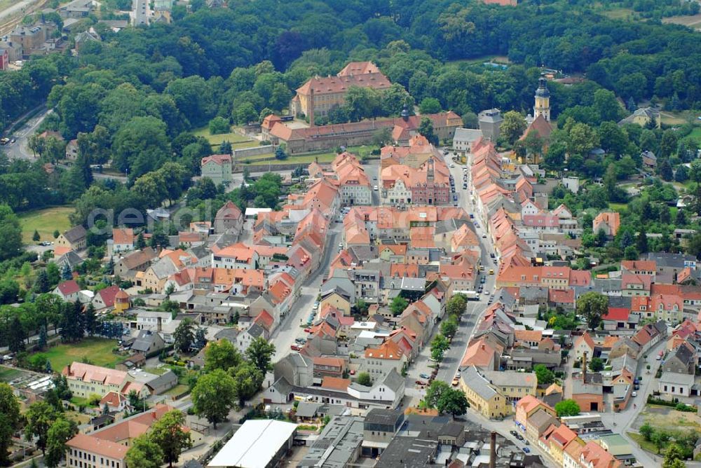 Königsbrück from above - Blick auf das Stadtzentrum von Königsbrück in Sachsen.