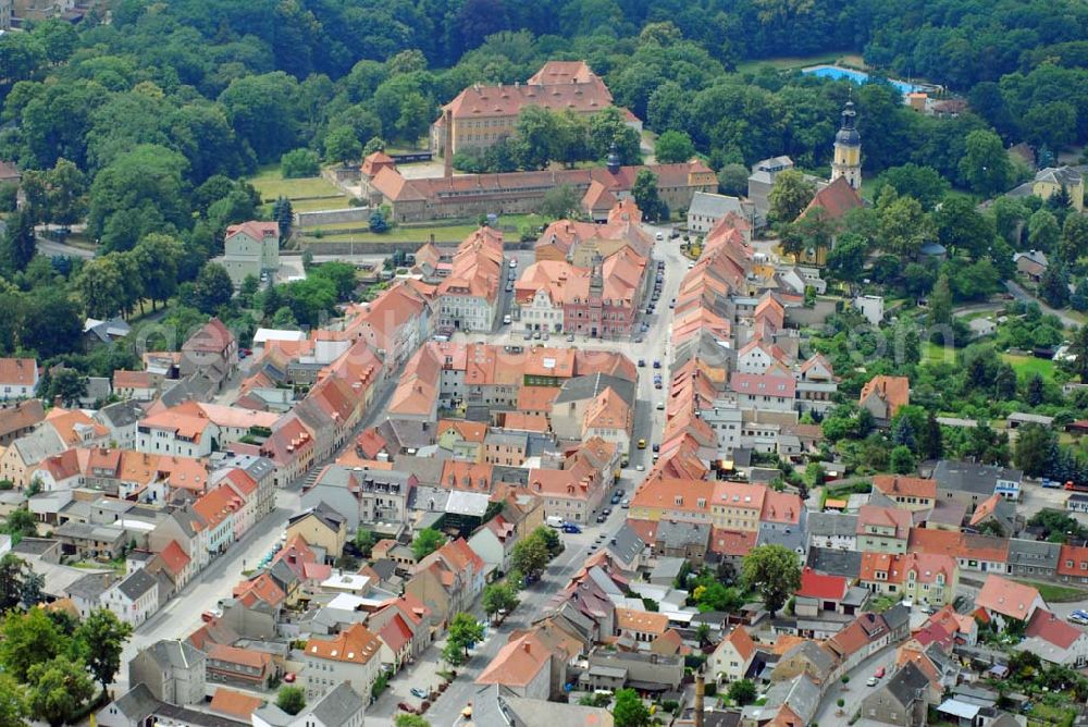 Königsbrück from the bird's eye view: Blick auf das Stadtzentrum von Königsbrück in Sachsen.