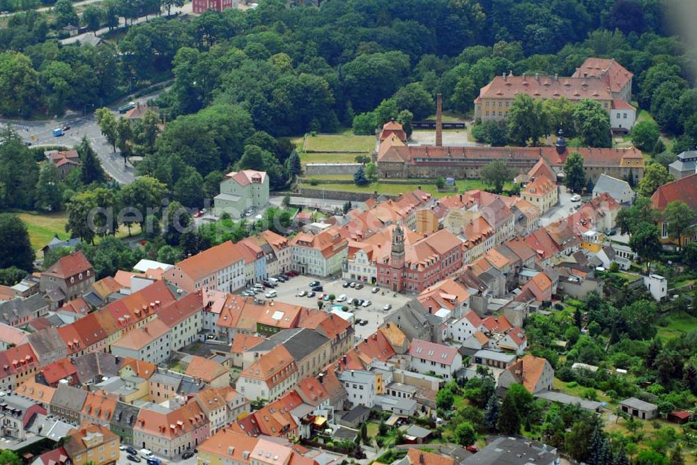 Aerial image Königsbrück - Blick auf das Stadtzentrum von Königsbrück in Sachsen.