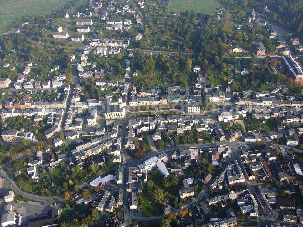  Markneukirchen ( Sachsen ) from the bird's eye view: Stadtzentrum von Markneukirchen