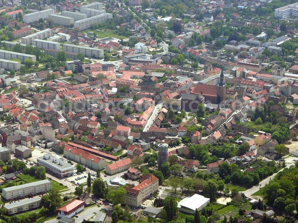 Nauen from the bird's eye view: Blick auf das Stadtzentrum von Nauen