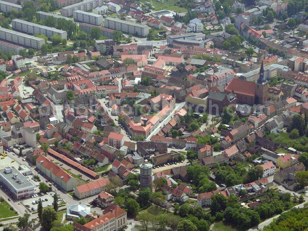 Aerial photograph Nauen - Blick auf das Stadtzentrum von Nauen